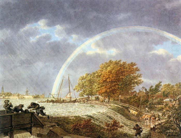 Autumn Landscape with Rainbow, unknow artist